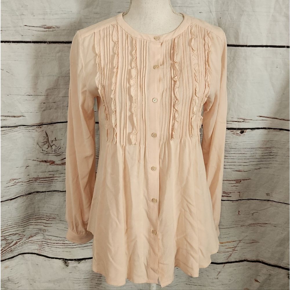 Sundance Linen Pleated Front Tunic Top Size XS